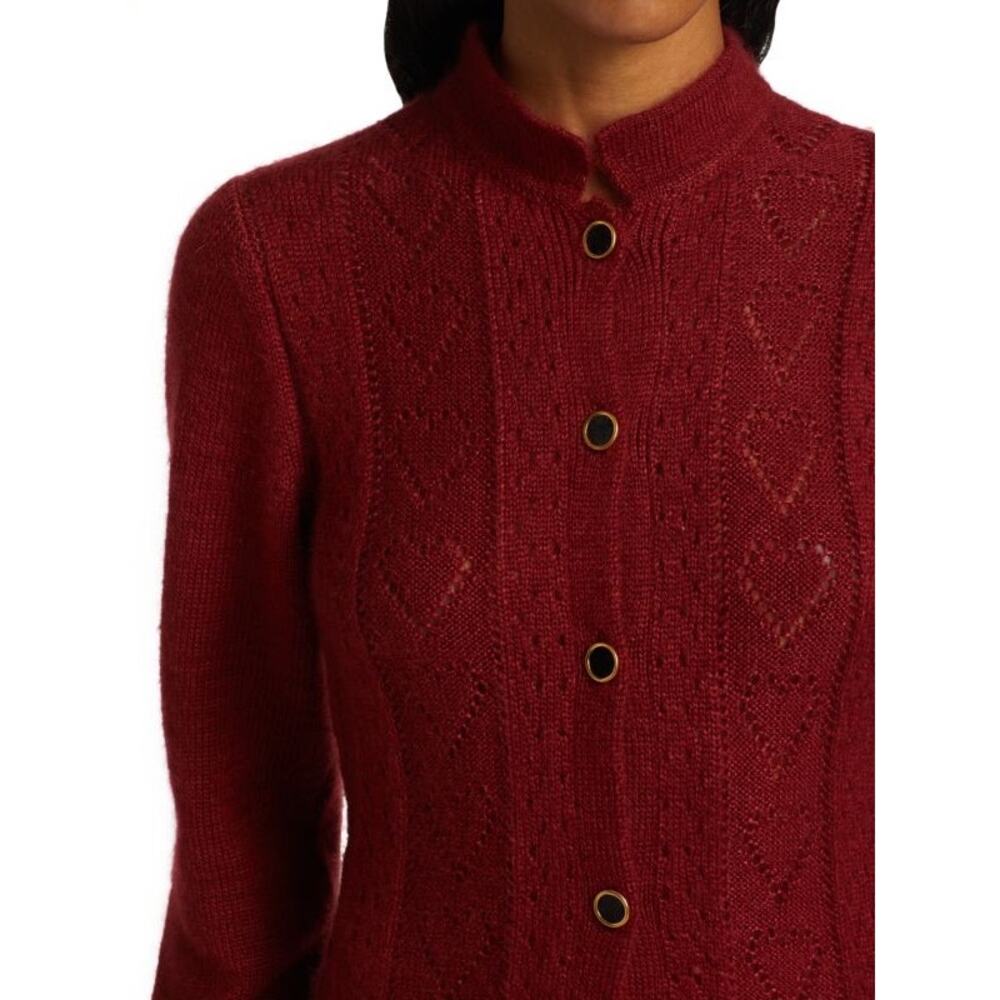 Markarian Burgundy Poesie Hearts Silk Mohair Blend Maxi Dress Size Small - Picture 14 of 15